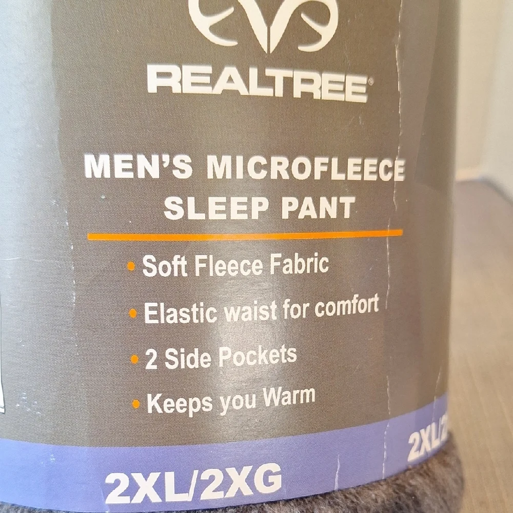 Realtree Gray Microfleece Lounge Pants. Size 2XL. NWT. Gray Camo Color. Pockets - Picture 3 of 5